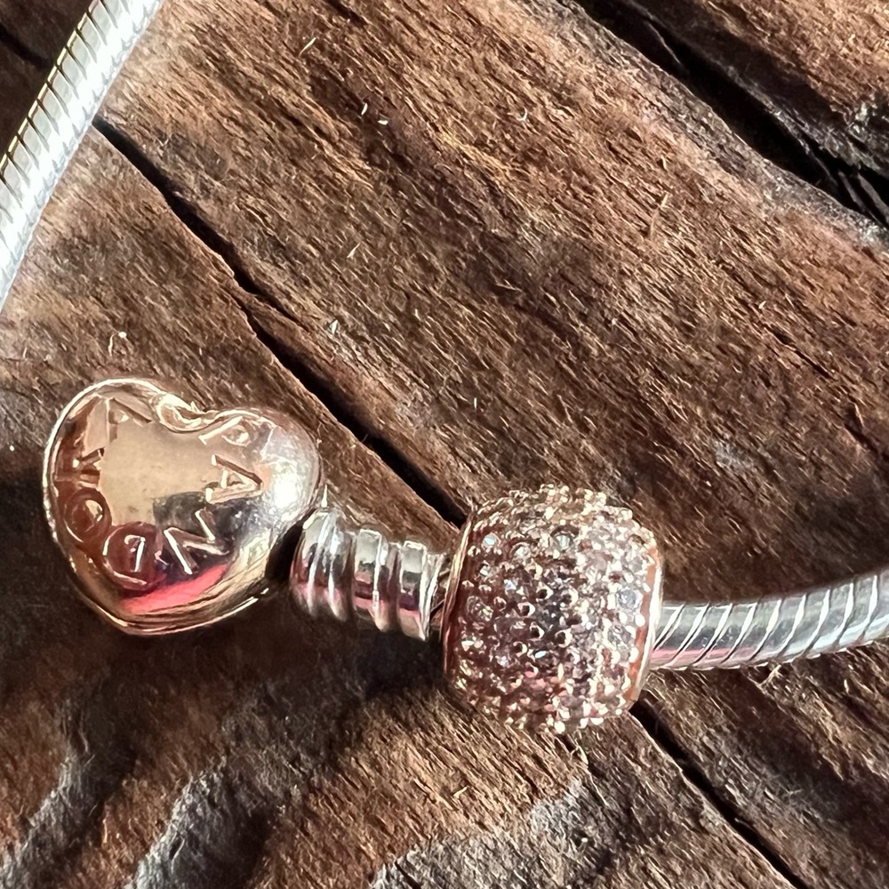 Authentic Pandora Rose Gold Pave Lights Charm ALE R Clear Zirconia Glam